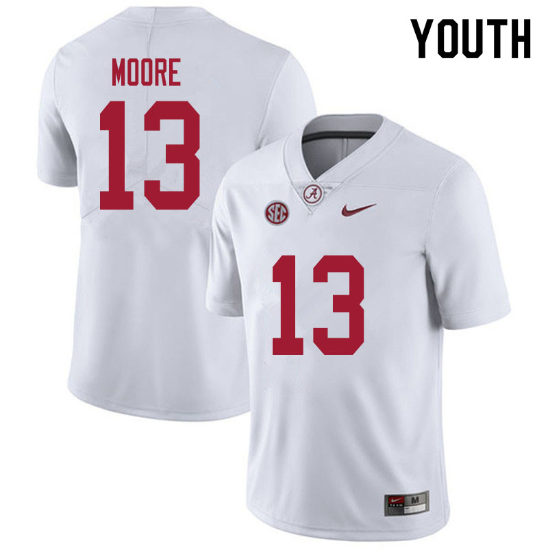 Youth #13 Malachi Moore Alabama White Tide College Football Jerseys Sale-White